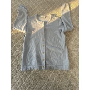 Pendleton Women’s Merino Wool Sweater Yes Light Blue Button Up